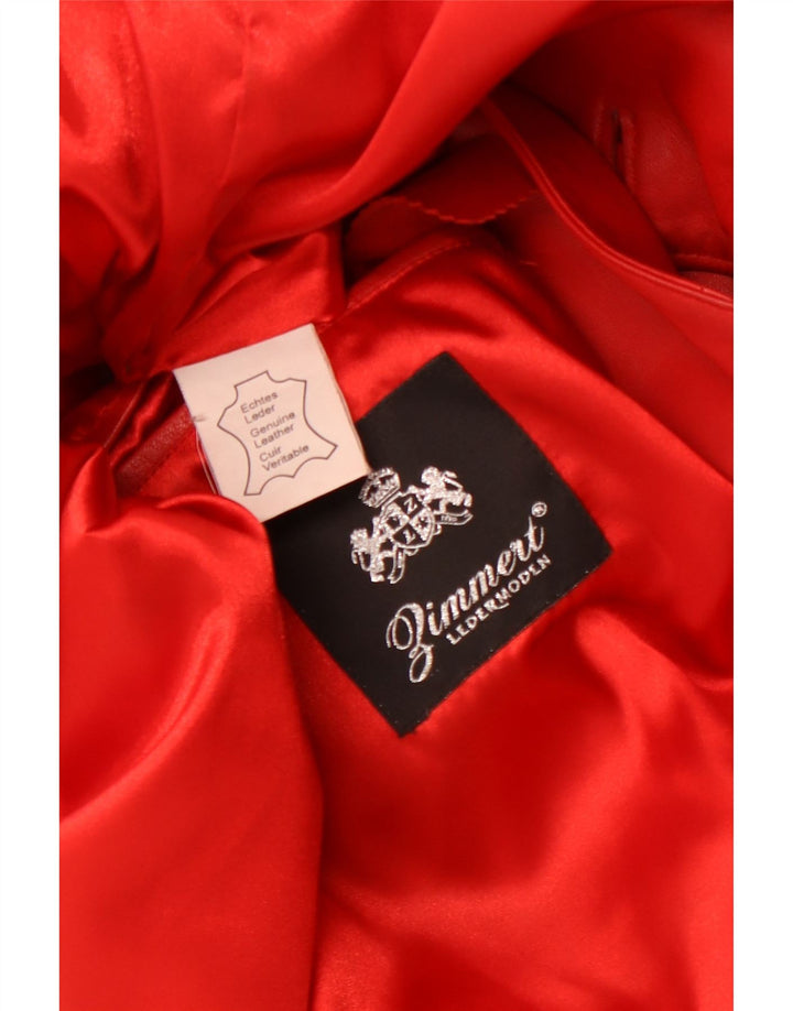 Винтажная женская кожаная куртка UK 16, большая красная кожа