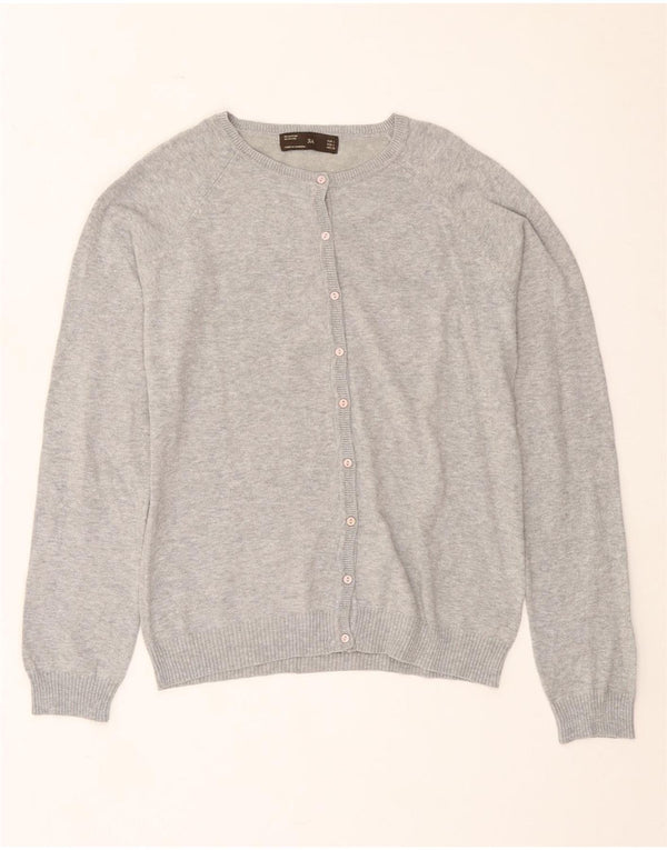 Женский кардиган Zara UK 16, большой серый хлопок с крапинками