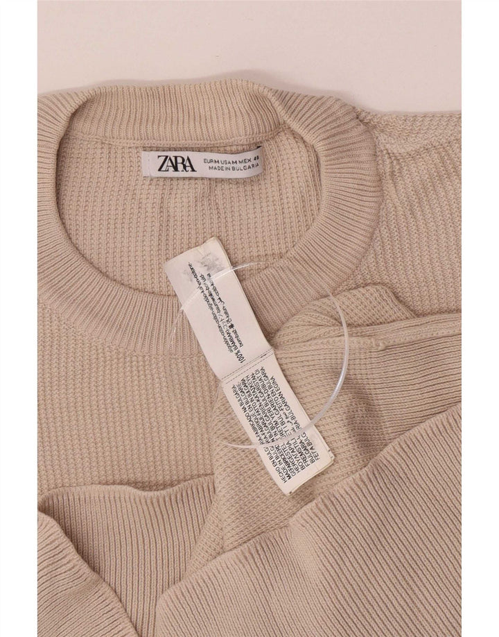Мужской джемпер с круглым вырезом Zara, средний бежевый