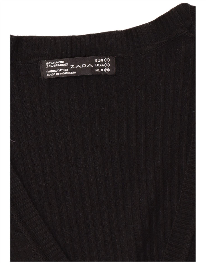 Женский кардиган Zara UK 12, средний черный вискоза