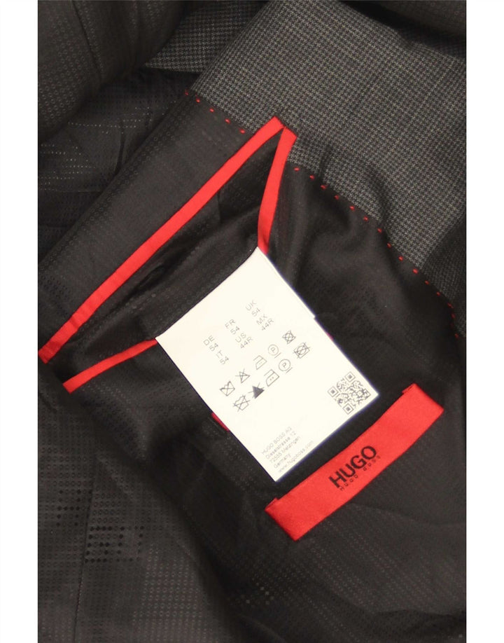 Мужской пиджак Hugo Boss на 2 пуговицах EU 54 2XL Серый с узором "гусиные лапки"