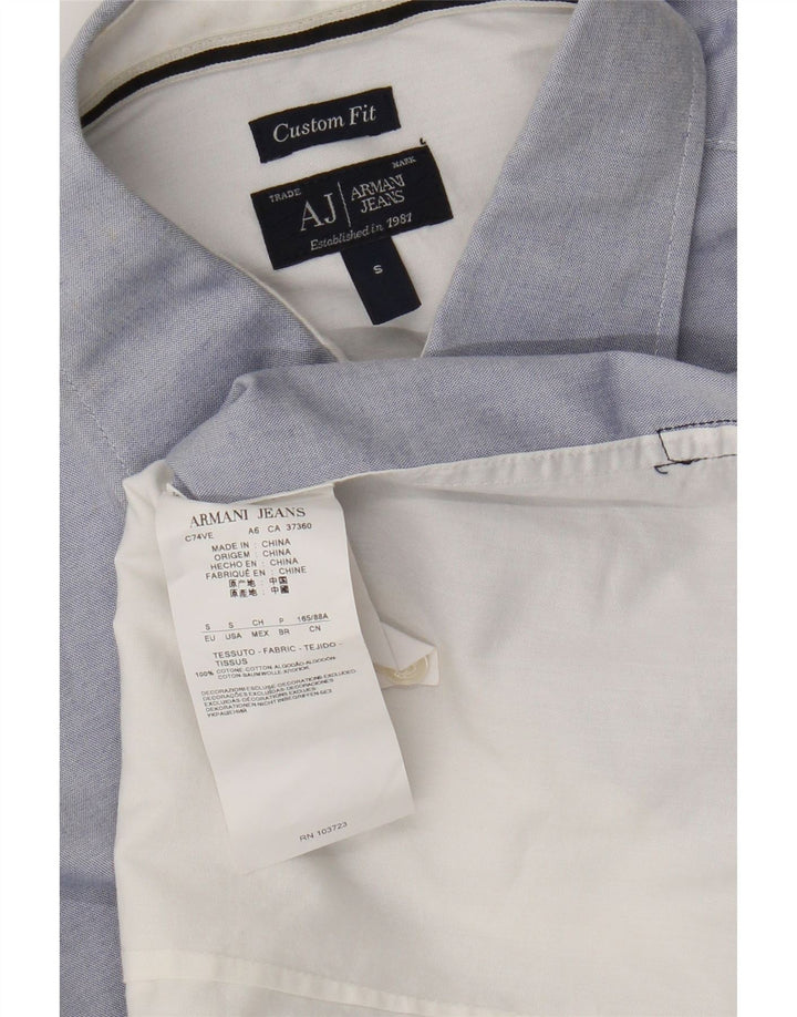Armani Jeans Мужская рубашка на заказ, маленькая синяя хлопковая рубашка с цветными блоками