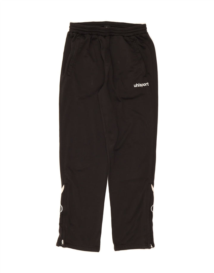 UHLSPORT Mens Graphic Tracksuit Trousers UK 38/40 Medium  Black Polyester Vintage Uhlsport and Second-Hand Uhlsport from Messina Hembry 