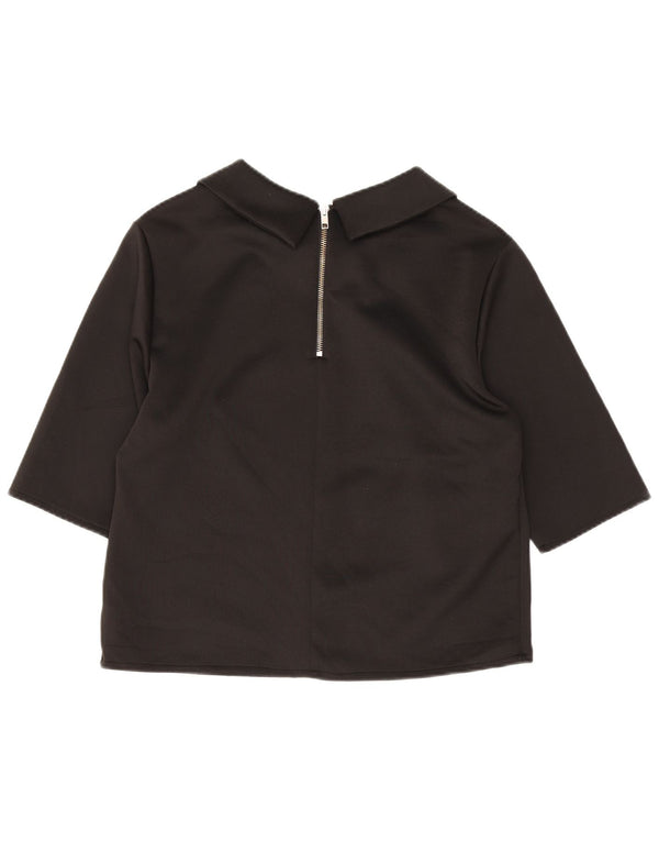 Женская укороченная блузка с рукавом 3/4 Zara UK 14, большая черная