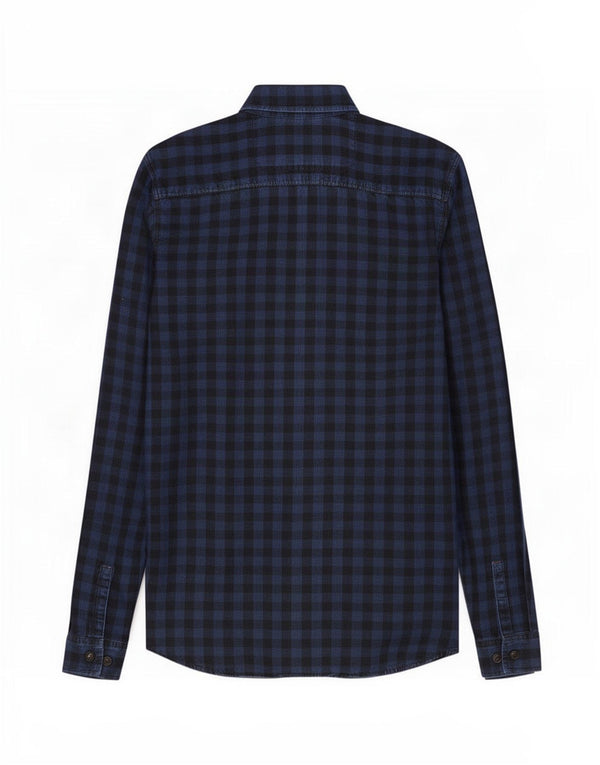 Мужская рабочая рубашка Jack & Jones, маленькая, темно-синяя, в мелкую клетку, хлопок
