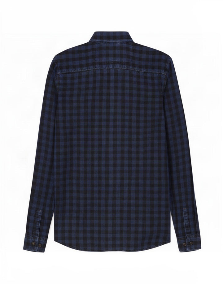 Мужская рабочая рубашка Jack & Jones, маленькая, темно-синяя, в мелкую клетку, хлопок