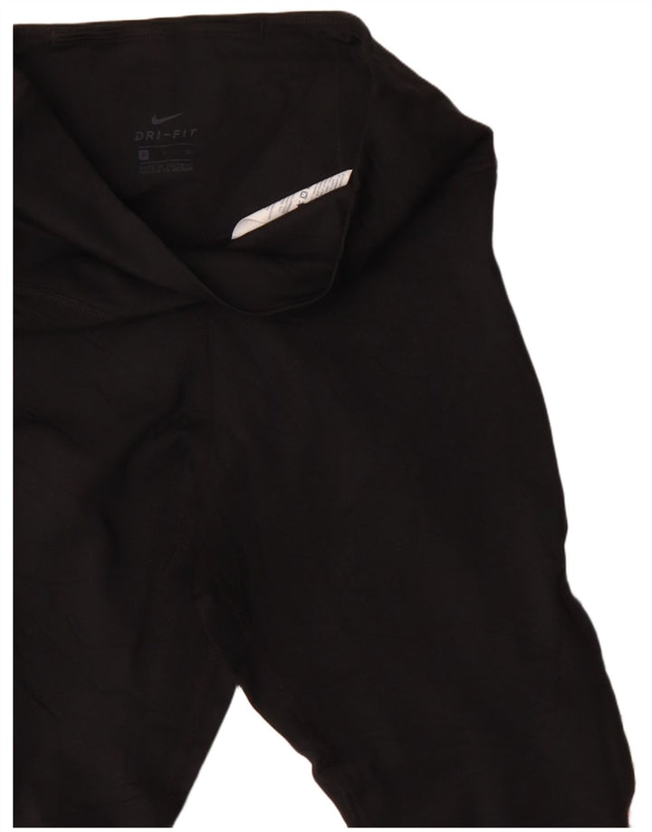 Женские леггинсы Nike Dri Fit UK 8, маленькие черные полиэстер с геометрическим рисунком