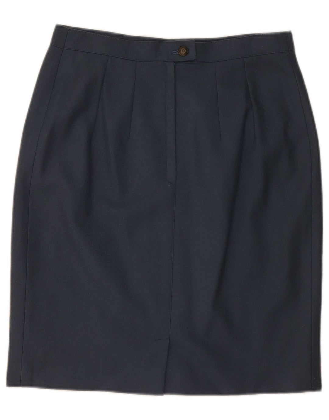 ВИНТАЖНАЯ женская юбка-карандаш среднего размера W28 Темно-синяя шерсть