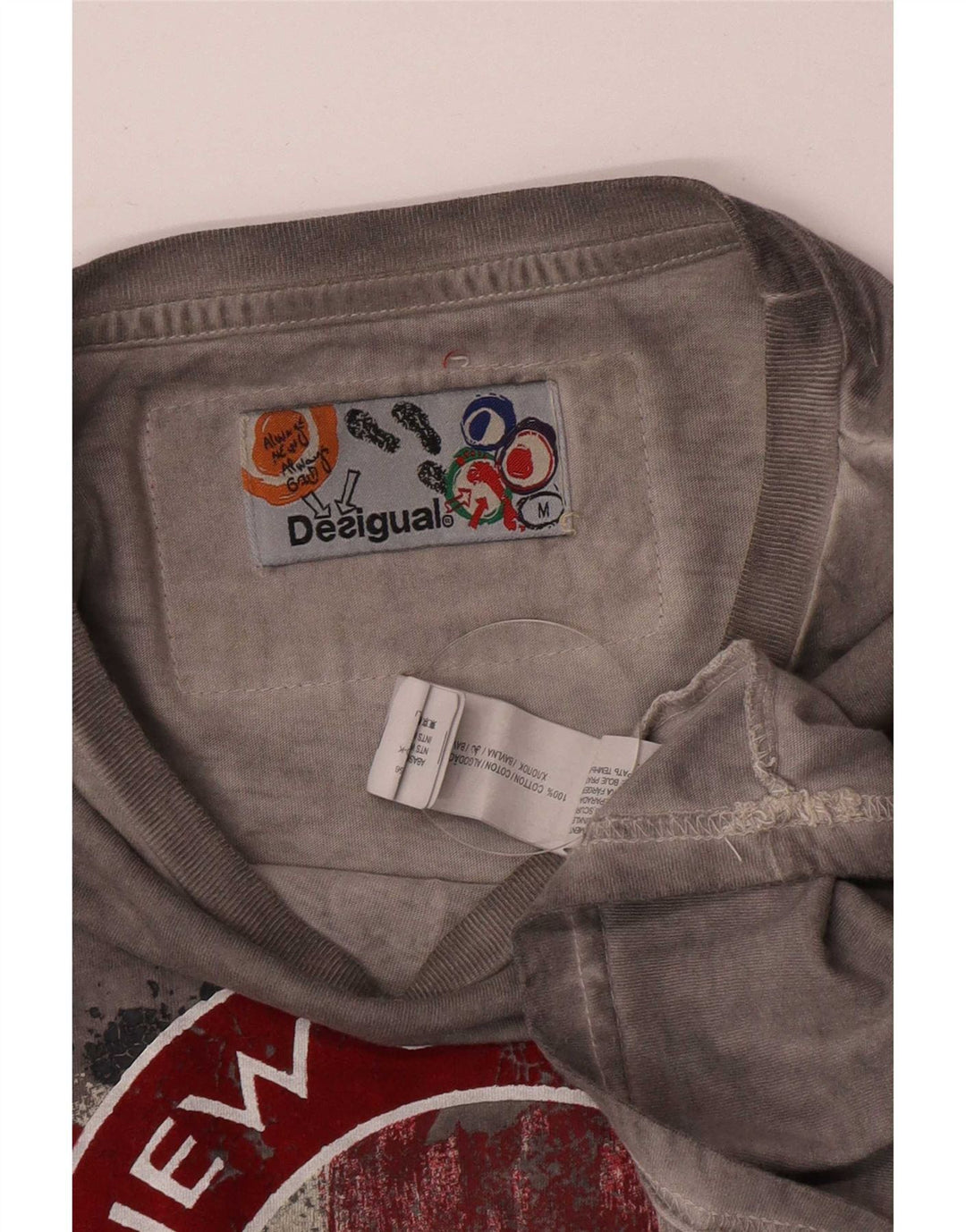 Мужская футболка с рисунком Desigual, хлопковый топ среднего серого цвета