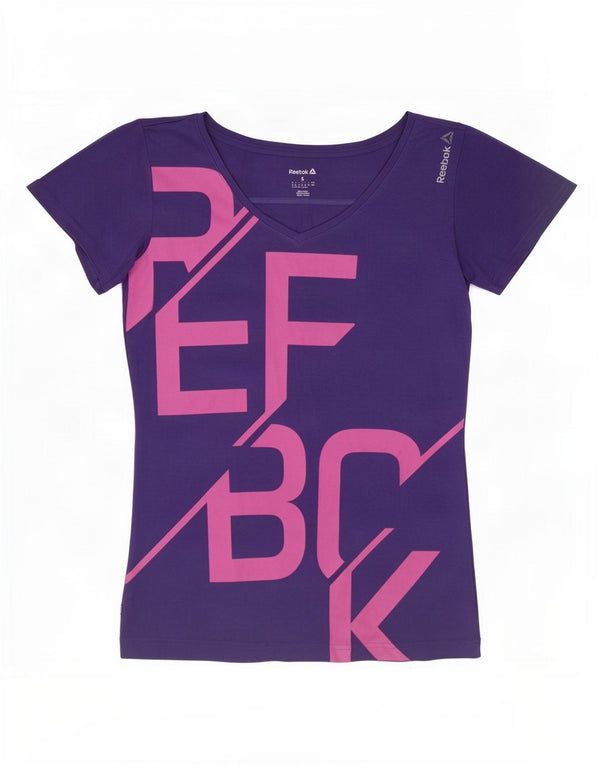 Женская футболка Reebok Regular с рисунком Top UK 8/10, маленькая фиолетовая