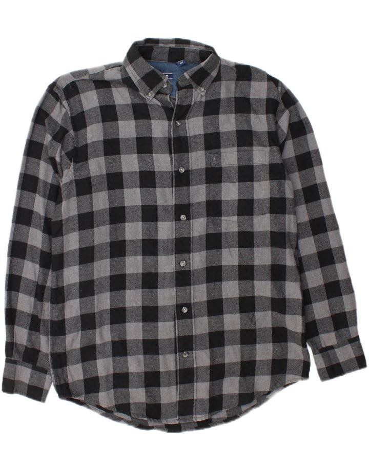 IZOD Mens Flannel Shirt Small Grey Check Cotton Vintage Izod and Second-Hand Izod from Messina Hembry 
