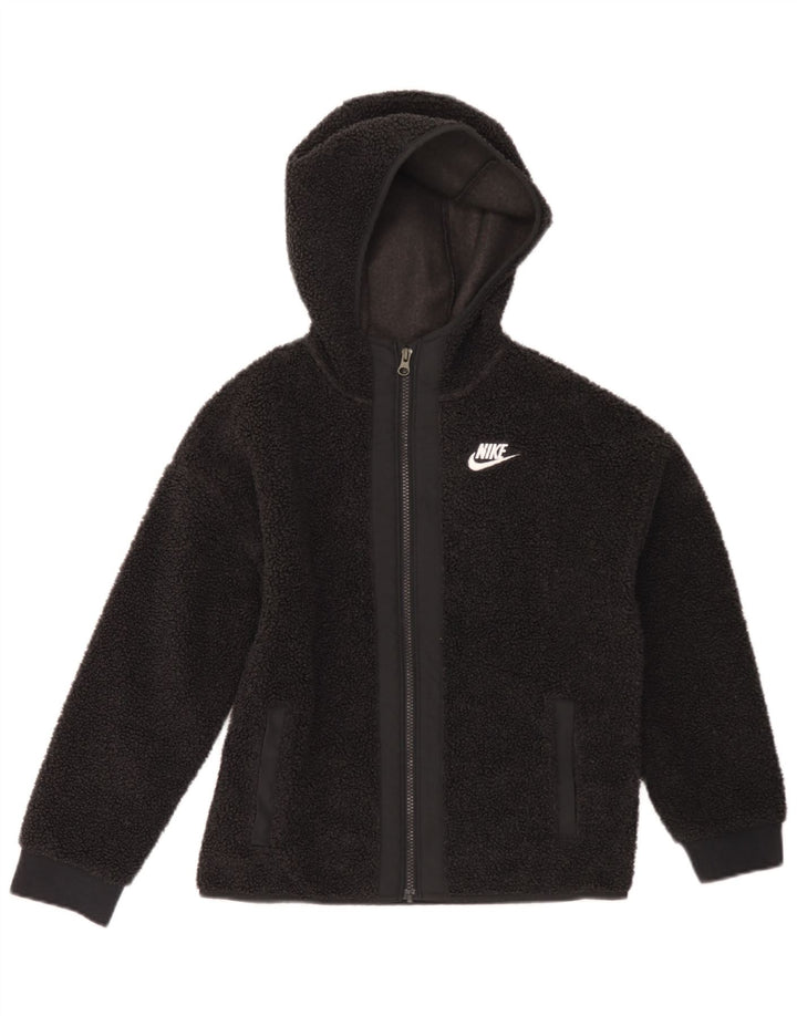 Флисовая куртка Nike с капюшоном для мальчиков 10–11 лет, средний черный, полиэстер