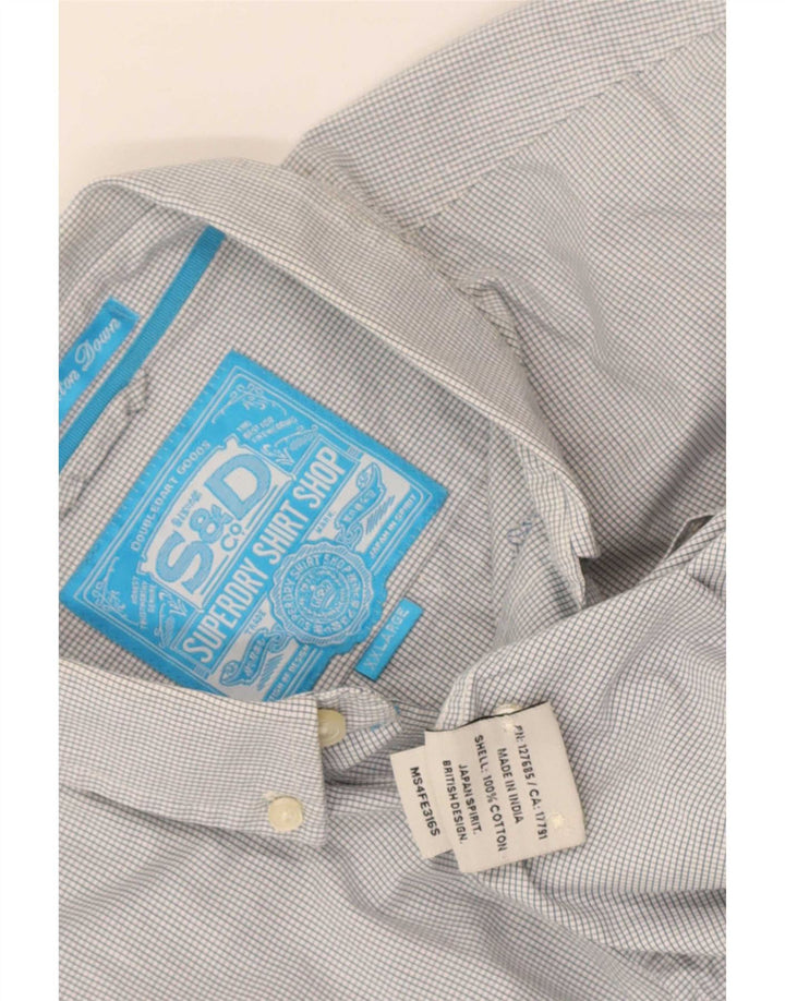 Мужская рубашка Superdry 2XL, белый хлопок в мелкую клетку