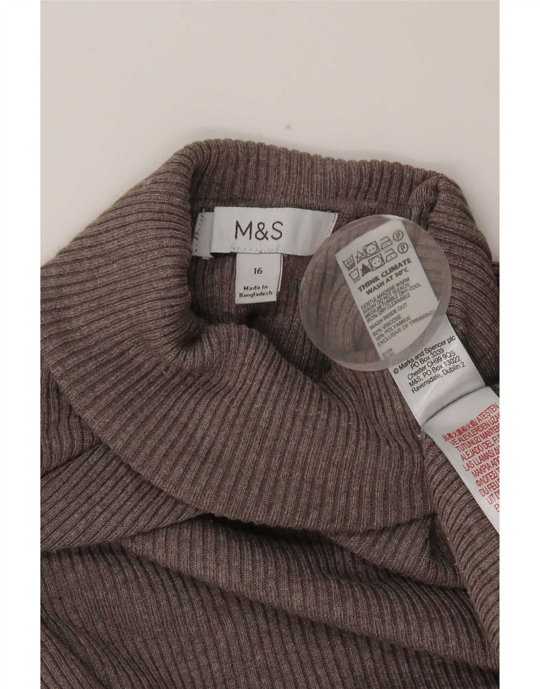 Женский топ с длинным рукавом Marks & Spencer UK 16, большой серый, вискоза