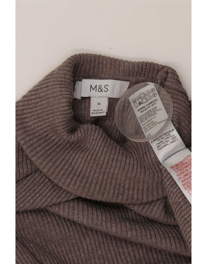 Женский топ с длинным рукавом Marks & Spencer UK 16, большой серый, вискоза