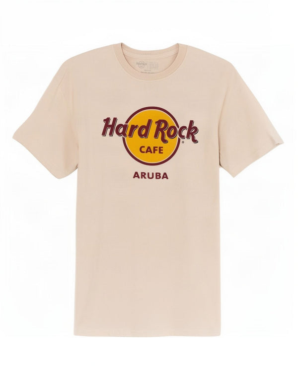 Мужская футболка с рисунком Hard Rock Cafe Aruba, топ среднего размера, белый хлопок