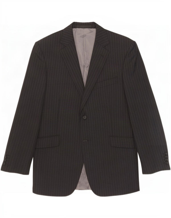 Marks & Spencer Mens 2 Button Blazer Jacket UK 42 Large Grey Pinstripe