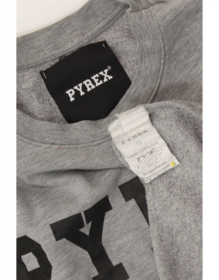 Женский свитер с рисунком Pyrex, размер UK 10, маленький, серый, хлопок