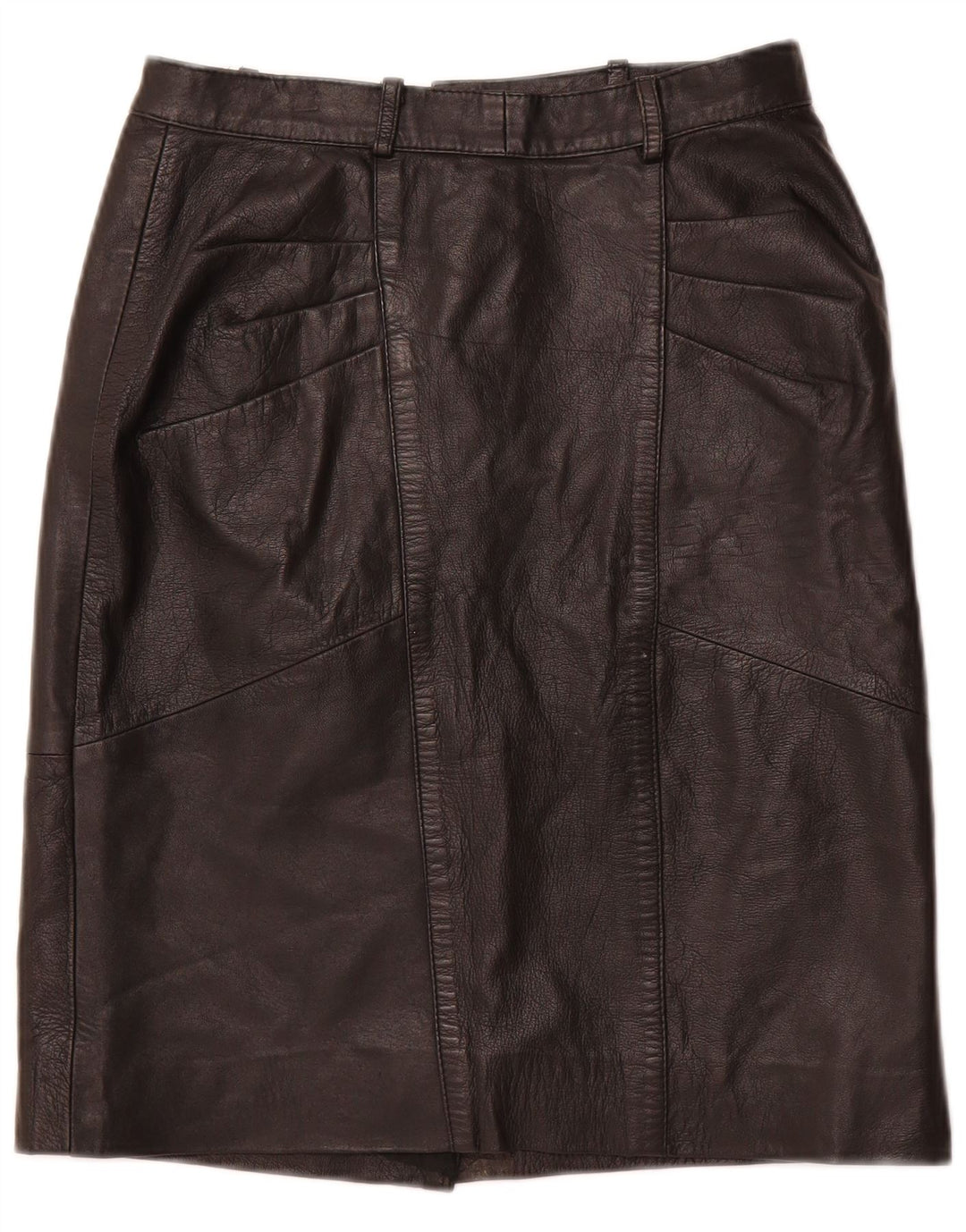 ВИНТАЖНАЯ женская кожаная юбка с высокой талией IT 48 XL W28 Черная кожа