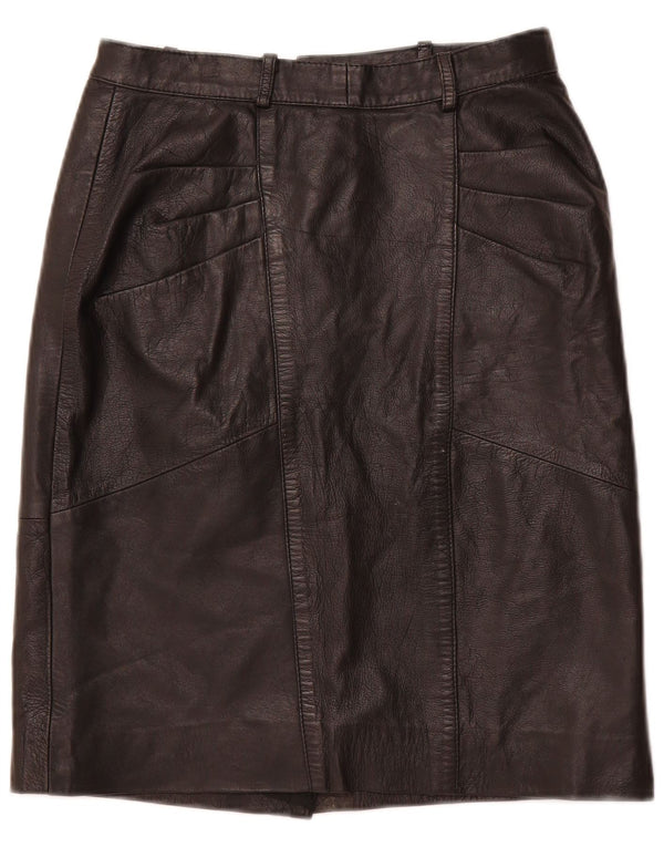 ВИНТАЖНАЯ женская кожаная юбка с высокой талией IT 48 XL W28 Черная кожа