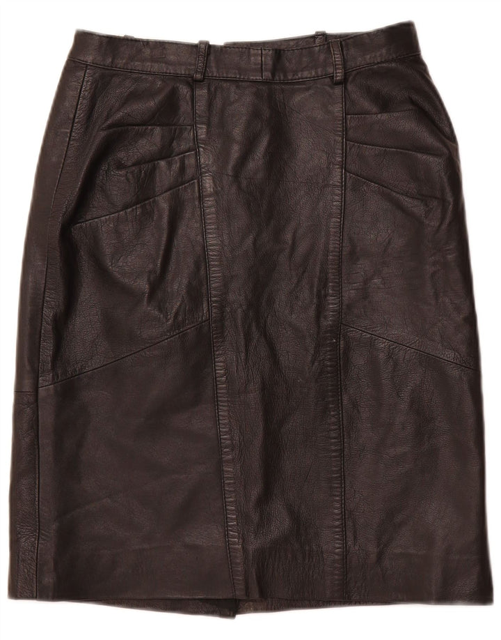 ВИНТАЖНАЯ женская кожаная юбка с высокой талией IT 48 XL W28 Черная кожа