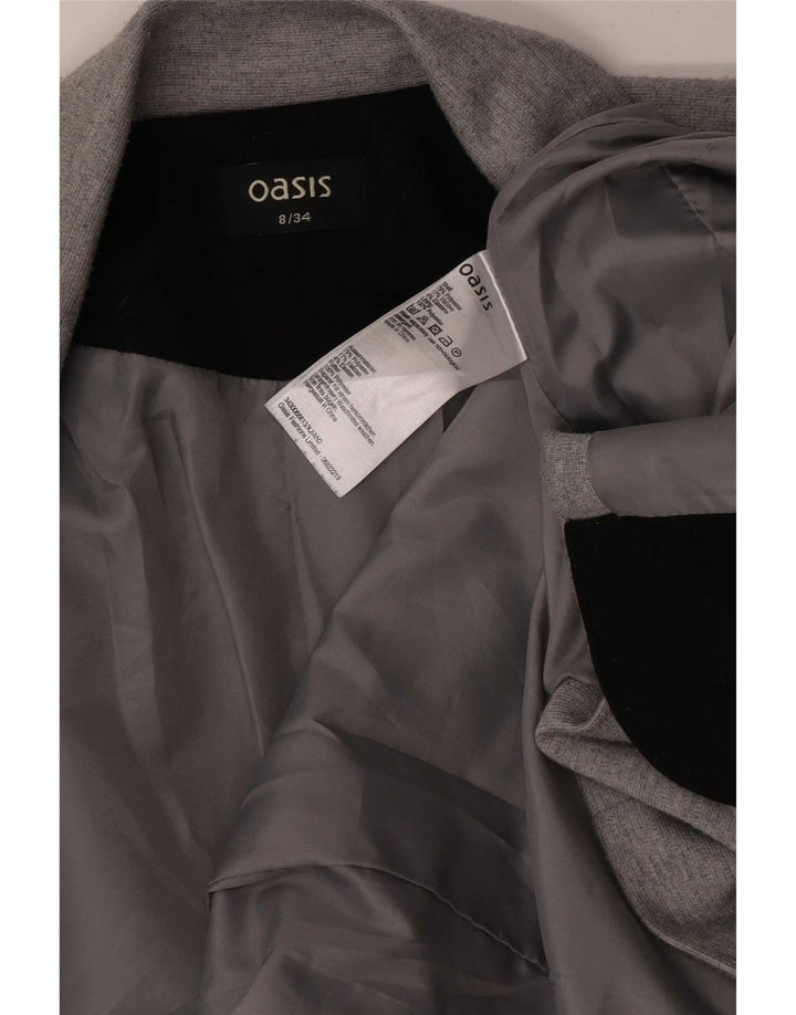 Женский открытый пиджак Oasis UK 8, маленький серый полиэстер