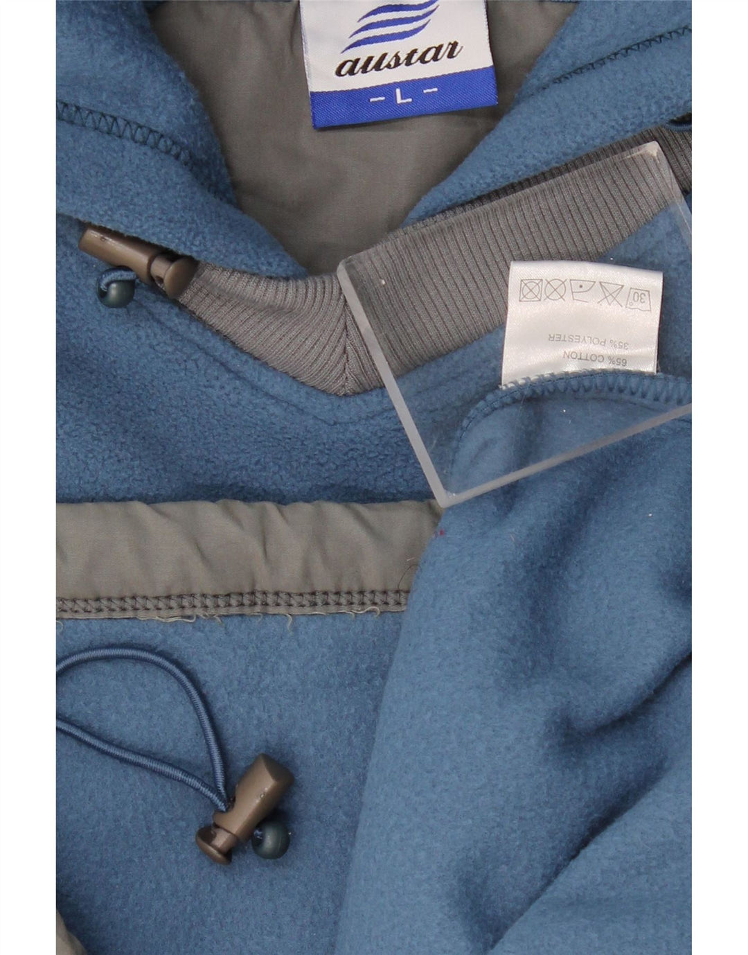 Мужской флисовый джемпер с капюшоном VINTAGE, большой синий полиэстер