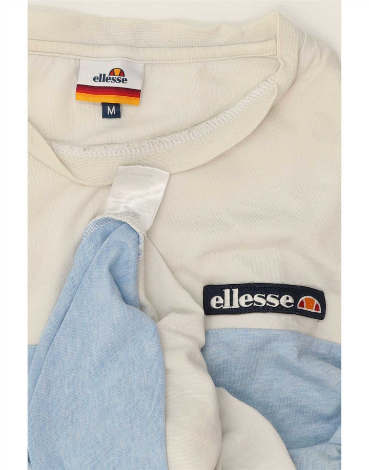Мужская футболка Ellesse, верх среднего размера, белый хлопок с цветными блоками