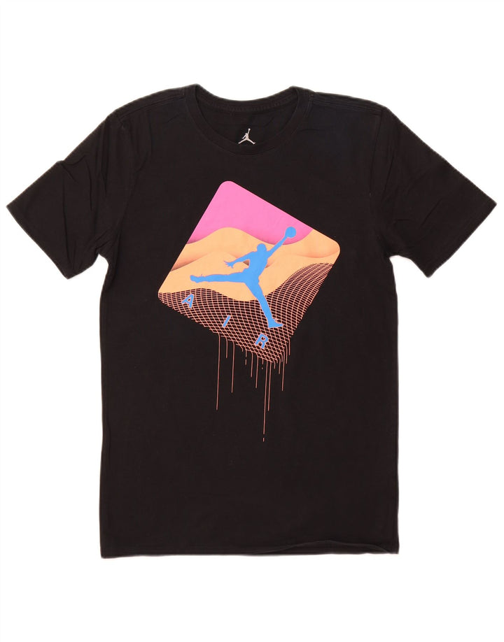 Мужская футболка с рисунком NIKE, маленький черный хлопковый топ с цветными блоками