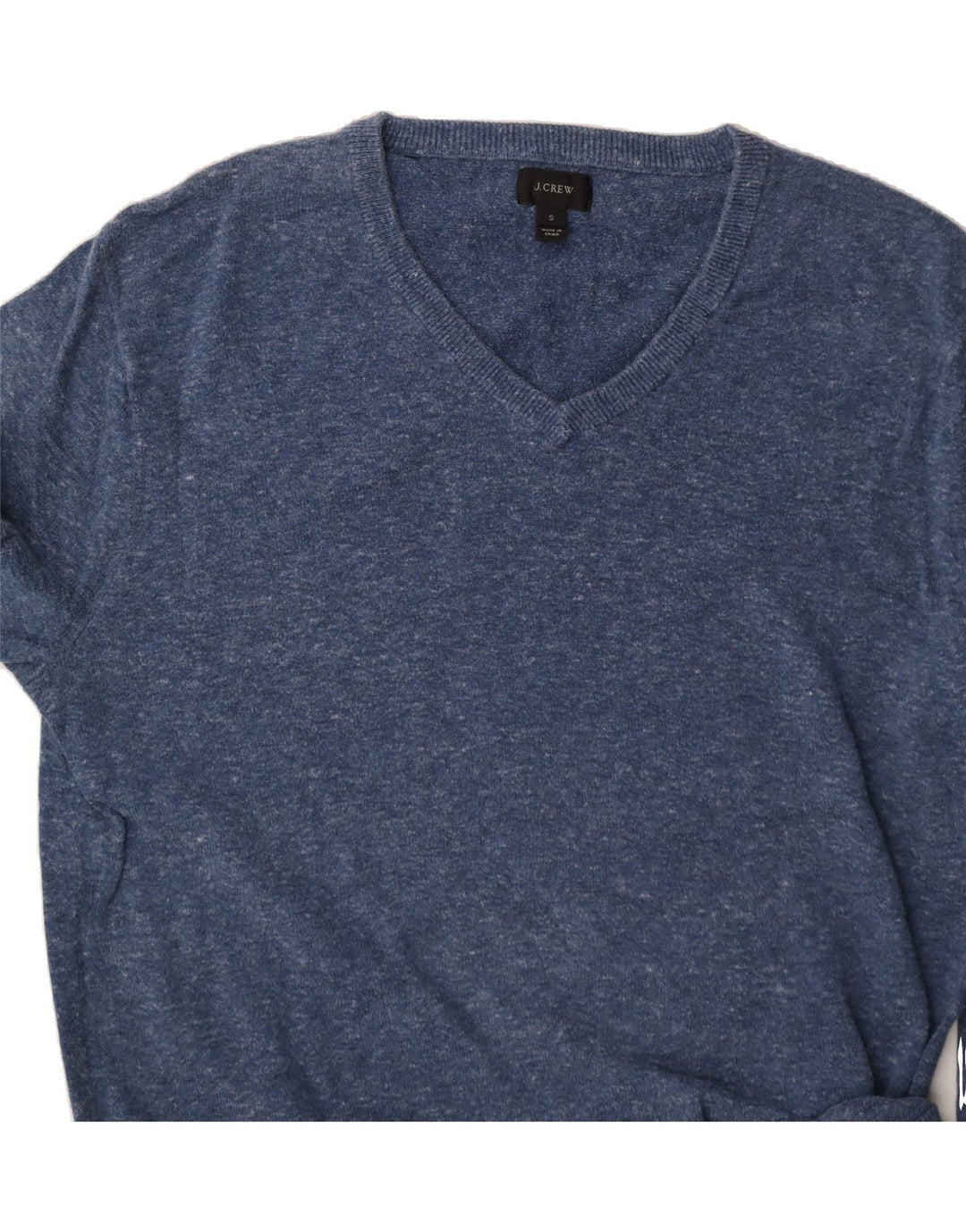 J. CREW Mens V-Neck Jumper Sweater Small Blue Flecked Cotton Vintage J. Crew and Second-Hand J. Crew from Messina Hembry 