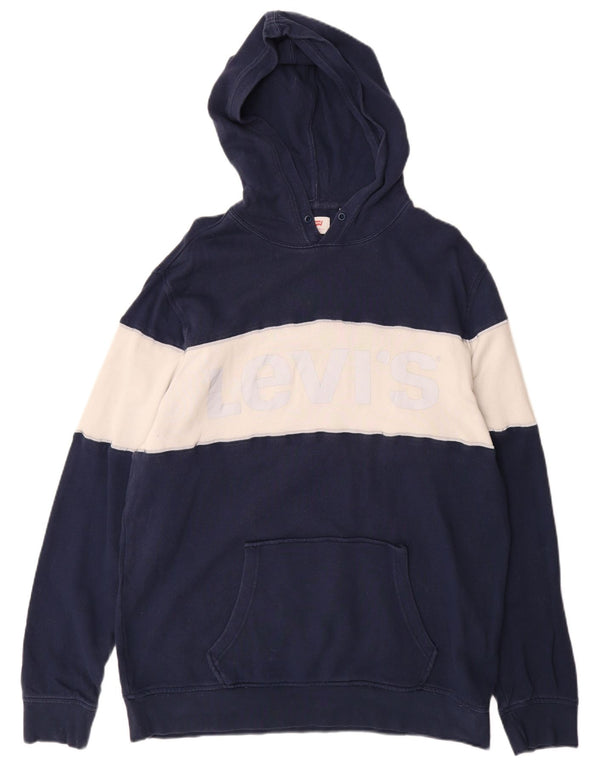 Мужской джемпер с капюшоном Levi's с рисунком XL, темно-синий, хлопок с цветными блоками