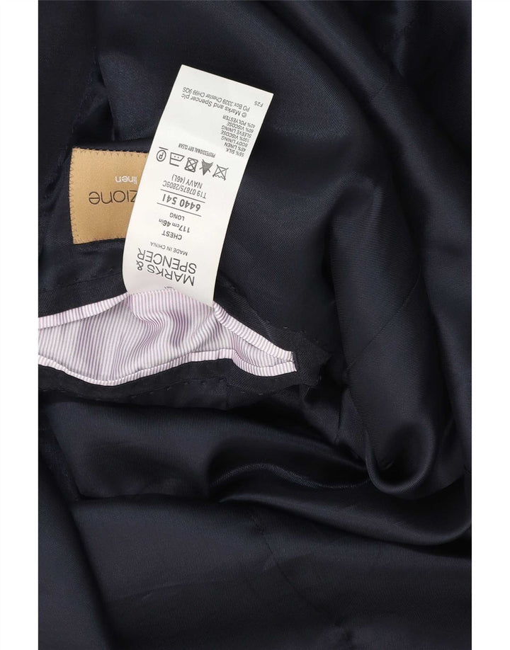 Мужской пиджак Marks & Spencer с двумя пуговицами, Великобритания, 46 XL, темно-синий, шелковый