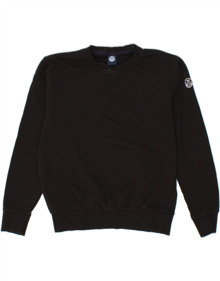 NORTH SAILS Womens Sweatshirt Jumper UK 14 Medium Black Cotton Vintage North Sails and Second-Hand North Sails from Messina Hembry 