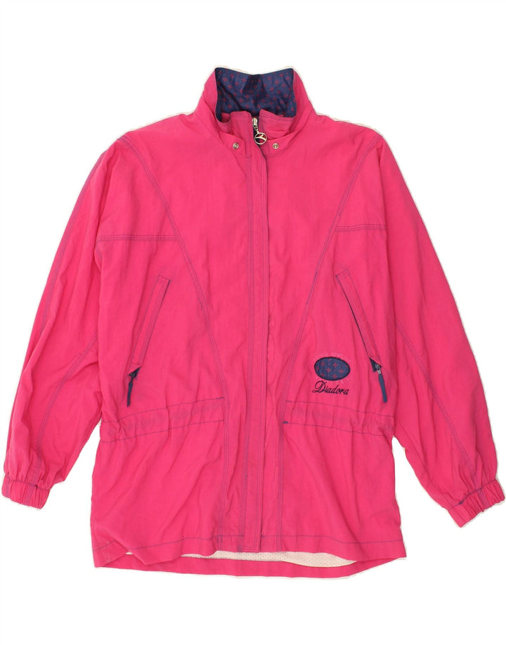 DIADORA Womens Oversized Tracksuit Top Jacket UK 10 Small Pink Nylon | Vintage Diadora | Thrift | Second-Hand Diadora | Used Clothing | Messina Hembry 