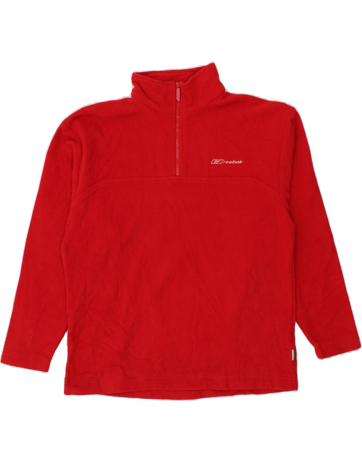 REEBOK Mens Zip Neck Fleece Jumper XS Red Polyester Vintage Reebok and Second-Hand Reebok from Messina Hembry 