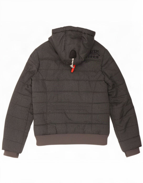 Женская стеганая куртка с капюшоном Superdry UK 10, маленький серый полиэстер