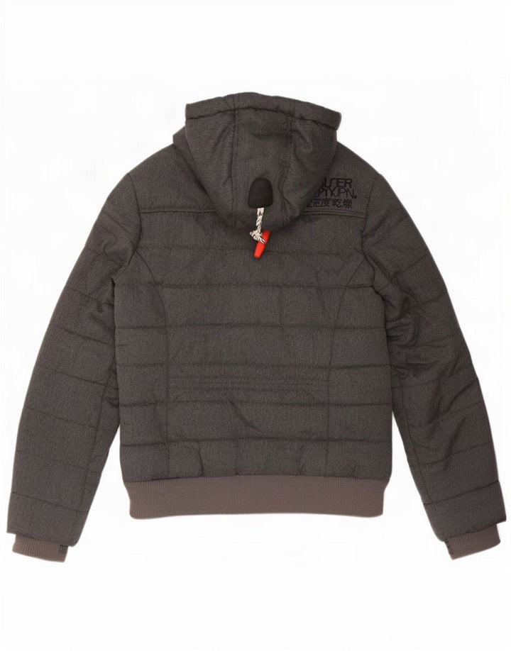 Женская стеганая куртка с капюшоном Superdry UK 10, маленький серый полиэстер