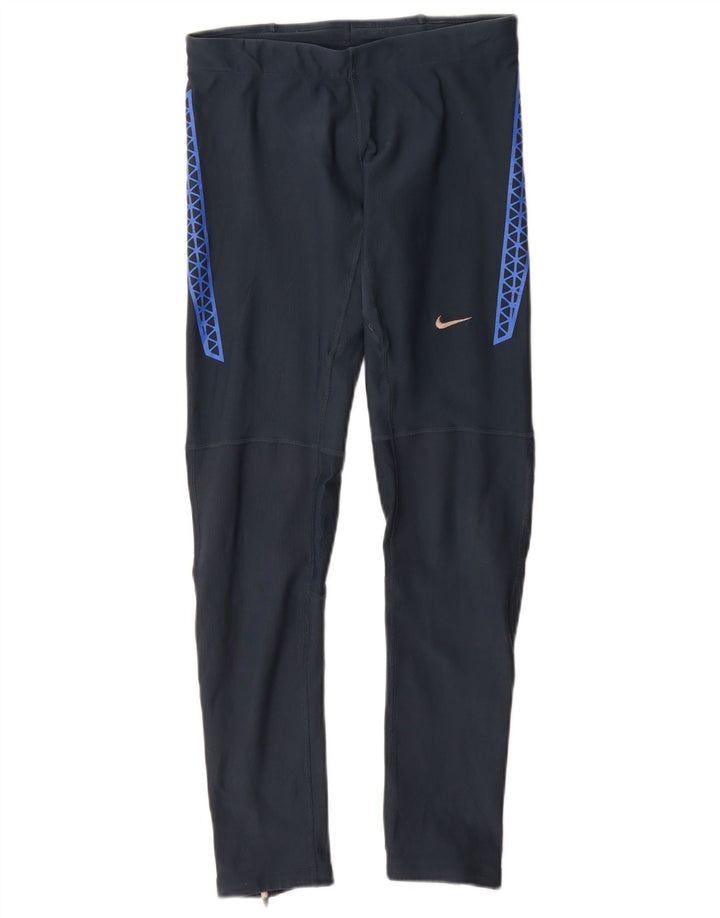 Женские леггинсы Nike Dri Fit UK 8, маленькие темно-синие, полиэстер с геометрическим рисунком