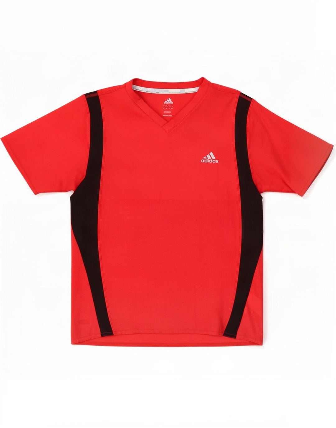 Мужская футболка Adidas Top среднего красного цвета из полиэстера с цветными блоками