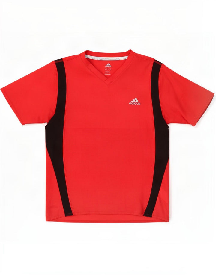 Мужская футболка Adidas Top среднего красного цвета из полиэстера с цветными блоками