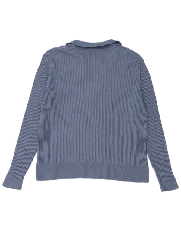 Женский джемпер с воротником поло Marks & Spencer UK 24 4XL Синий Вискоза