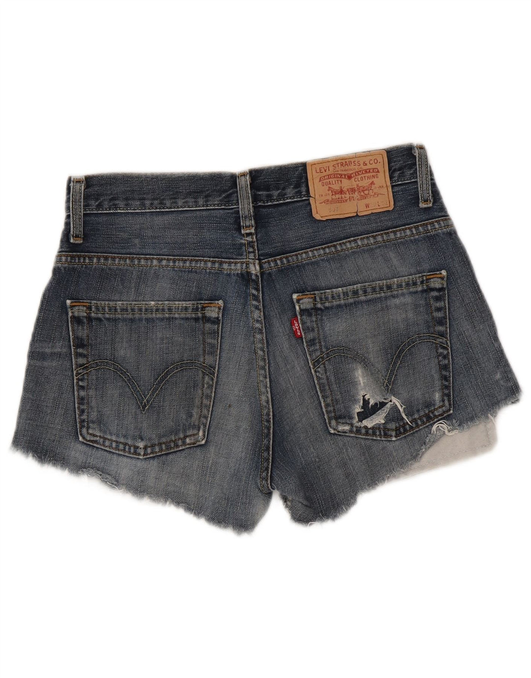 Женские джинсовые шорты Levi's 507 W29, хлопковые, среднего синего цвета