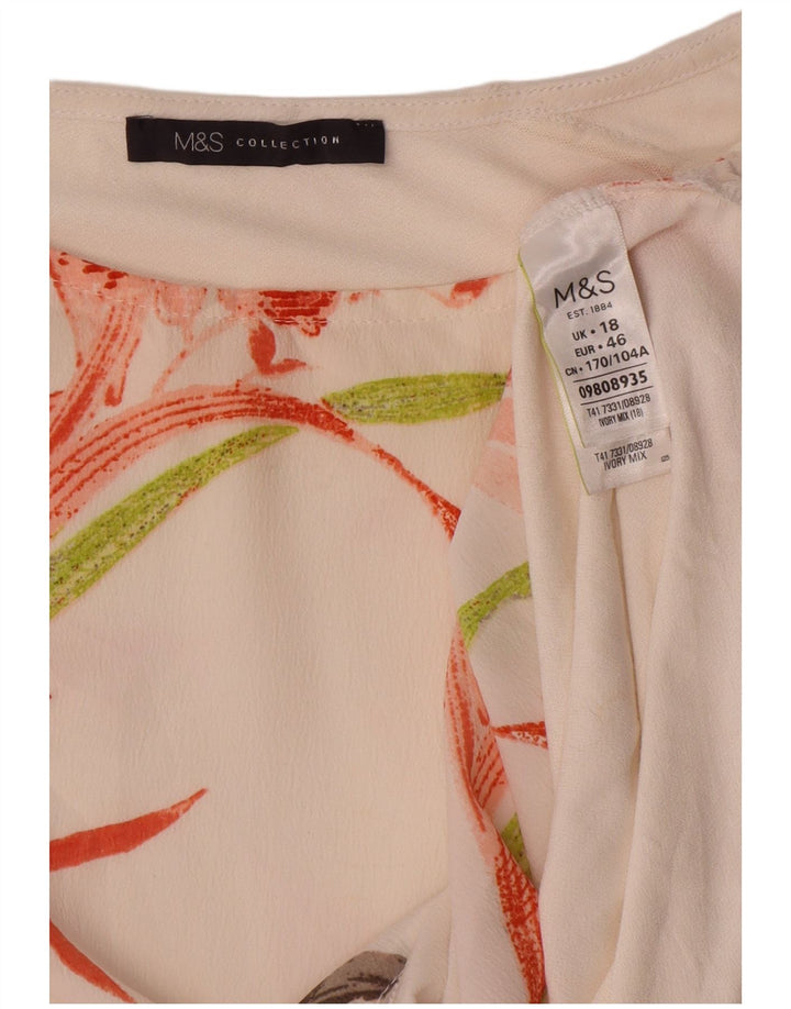 Женская блузка Marks & Spencer, топ UK 18 XL, белый полиэстер с цветочным принтом