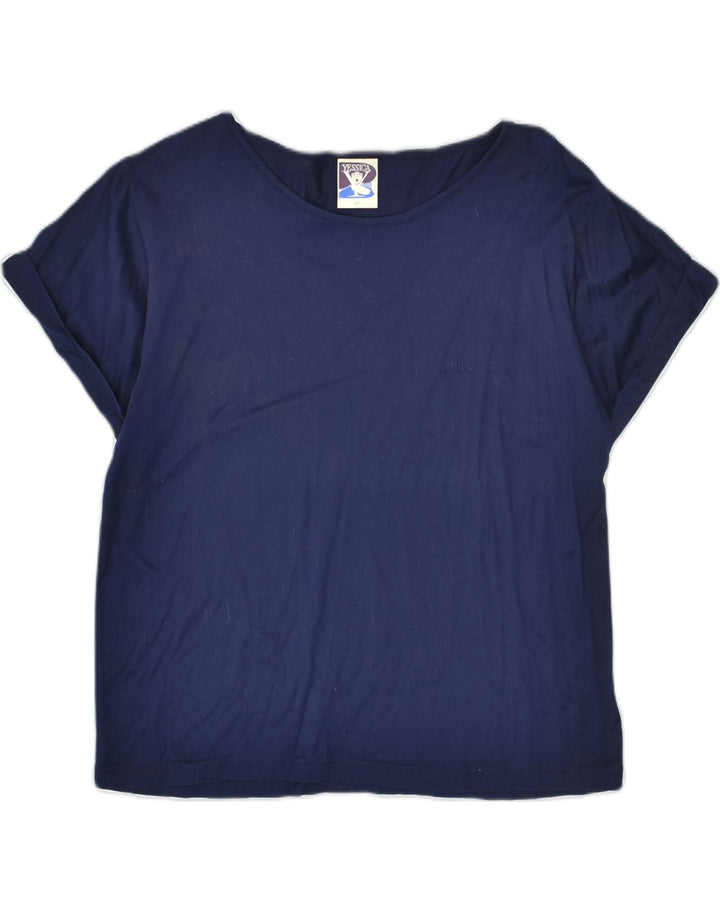 YESSICA Womens Blouse Top IT 46 Large Navy Blue Cotton | Vintage Yessica | Thrift | Second-Hand Yessica | Used Clothing | Messina Hembry 