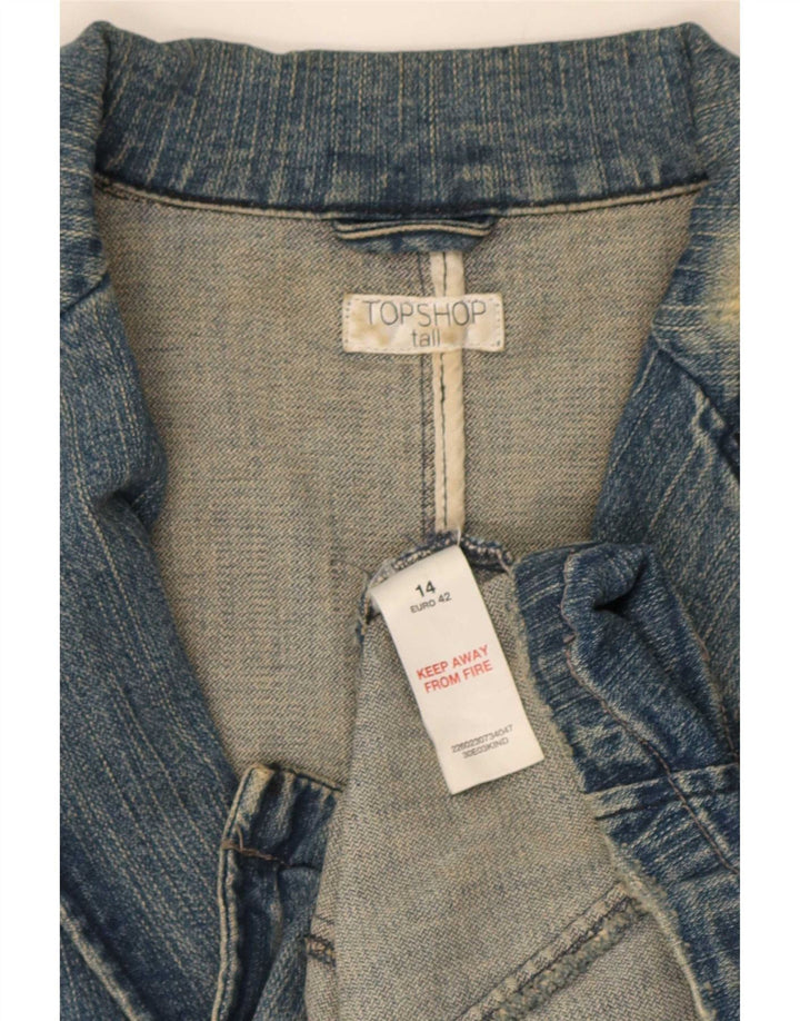 Женский джинсовый пиджак Topshop на 2 пуговицах, Великобритания 14, средний синий хлопок