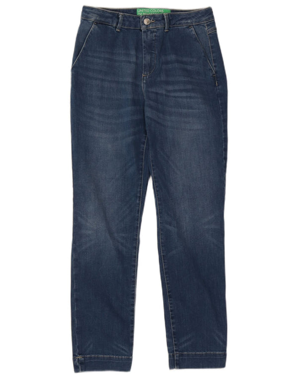 Женские узкие джинсы Benetton UK 8, маленькие W26 L27, синие, хлопок