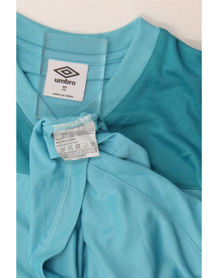 Мужская футболка с рисунком Umbro, верх XL, синяя, полиэстер с цветными блоками