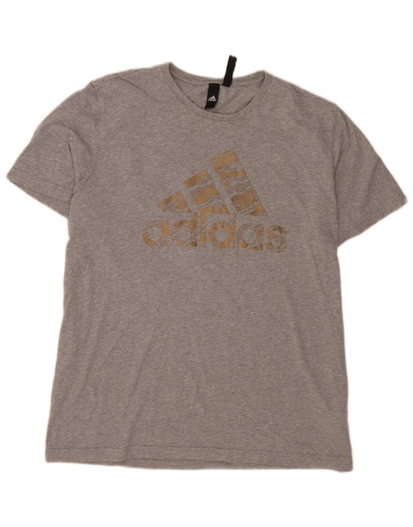 Adidas Мужская футболка с рисунком Top XL Серый хлопок с крапинками