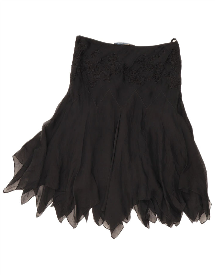 RALPH LAUREN Женская асимметричная юбка US 6 Medium W28 Черная шелковая