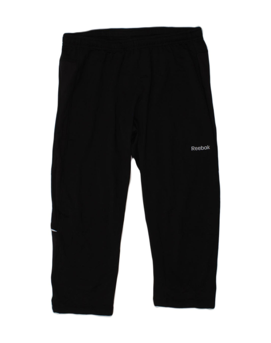 REEBOK Womens Capri Tracksuit Trousers UK 14 Large Black Polyester | Vintage Reebok | Thrift | Second-Hand Reebok | Used Clothing | Messina Hembry 